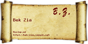 Bek Zia névjegykártya